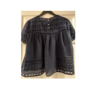 Zara navy eyelet top